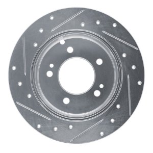 Kia Rondo Brake Rotor (1) - Rear Right - R1 Concepts - Drilled & Slotted - Silver - `07-`12